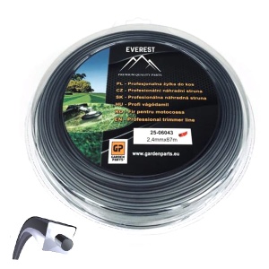 Żyłka tnąca EVEREST - DUAL 2,4 mm x 87 m (kwadratowa) z wkładem