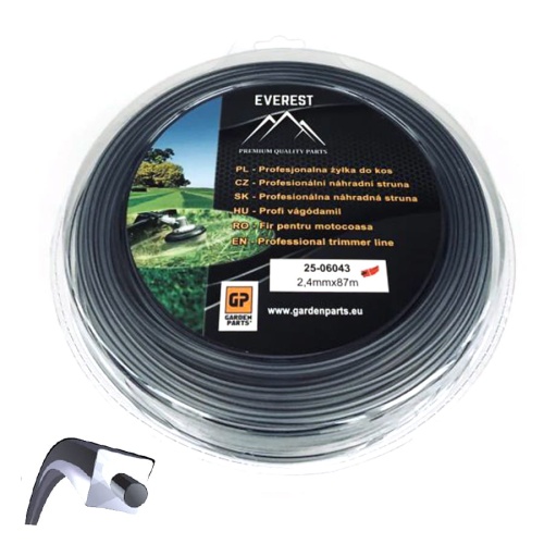 Żyłka tnąca DUAL 2,4 mm x 87 m (kwadratowa) z wkładem 25-06043