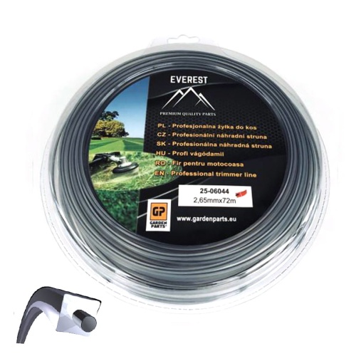 Żyłka tnąca EVEREST - DUAL 2,65 mm x 72 m (kwadratowa) z wkładem 25-06044