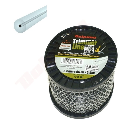 Żyłka tnąca DOLPIMA- DUAL-CUT 2,4 mm x 96 m (okrągła) z wkładem