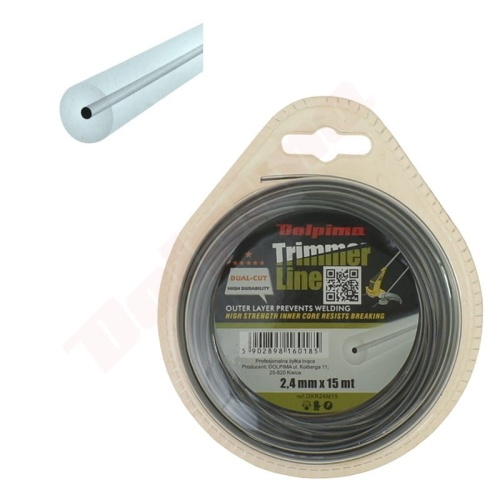 Żyłka tnąca DOLPIMA- DUAL-CUT 2,4 mm x 15 m (okrągła) z wkładem DKR24M15