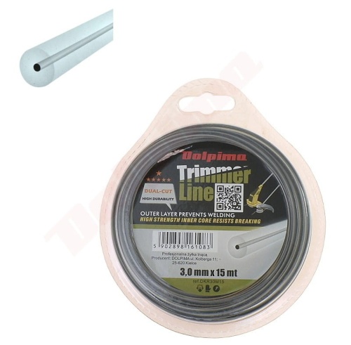 Żyłka tnąca DOLPIMA- DUAL-CUT 3,0 mm x 15 m (okrągła) z wkładem DKR30M15
