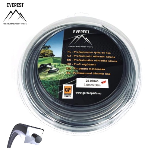 Żyłka tnąca EVEREST - DUAL 3,0 mm x 56 m (kwadratowa) z wkładem