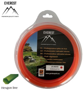 Żyłka tnąca EVEREST 3,5 mm x 41 m (Hexagon) - pomarańczowa